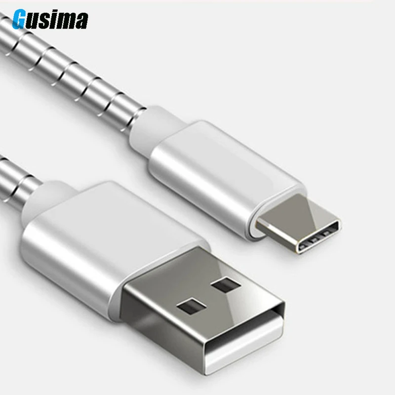 Usb type C металлический пружинный кабель для samsung S9 S8 Быстрая зарядка type-C мобильный телефон зарядный провод USB C кабель для Xiaomi mi9 Redmi