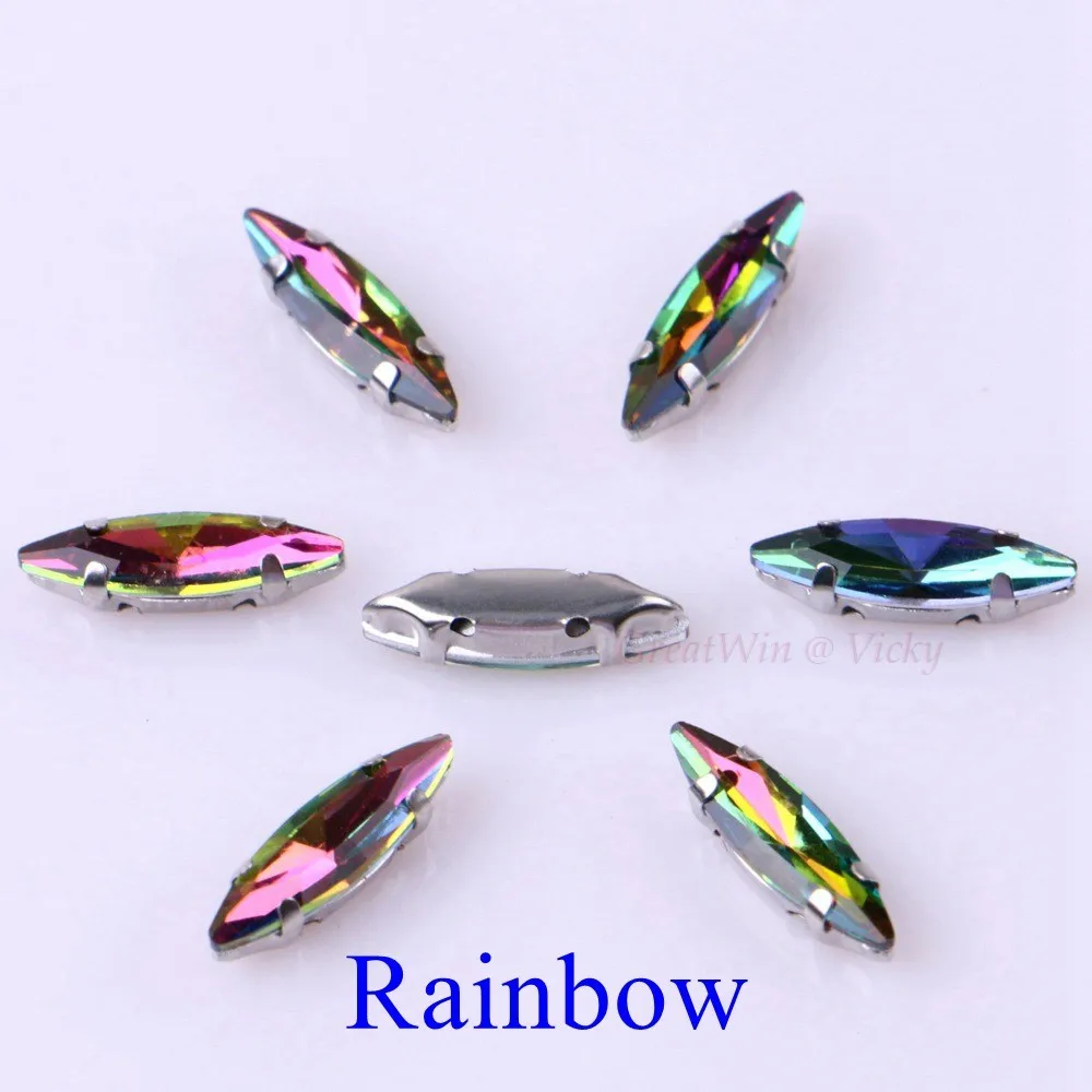 Rainbow 4x15mm 50 шт./упак. стеклянный лошадиный глаз пришить стразы с страз в форме когтя металлическое основание, с пряжкой, с украшением в виде кристаллов Камень Алмаз чехол для одежды - Цвет: Rainbow