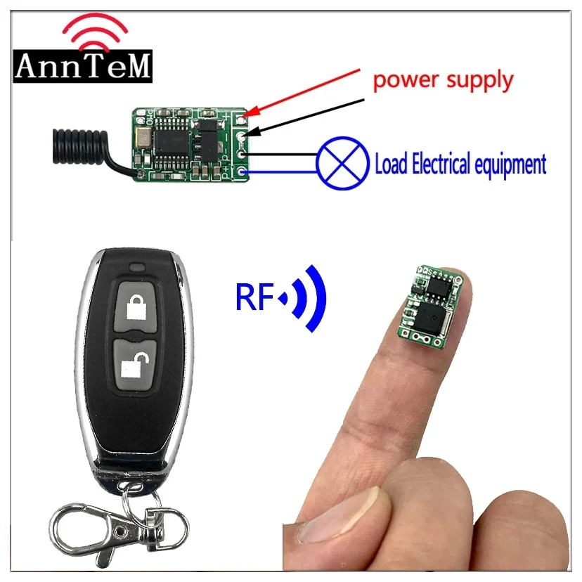 

Anntem dc3.5V7v 9v 12v RF wireless remote contro 433mhz Lithium battery power outlet on/off Mini small switch Module Controller