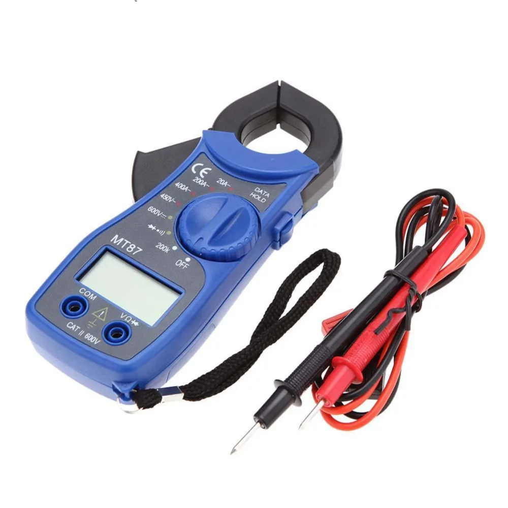 Цифровой вольтметр Амперметр Омметр мультиметр AC Тест клещи синий измеритель