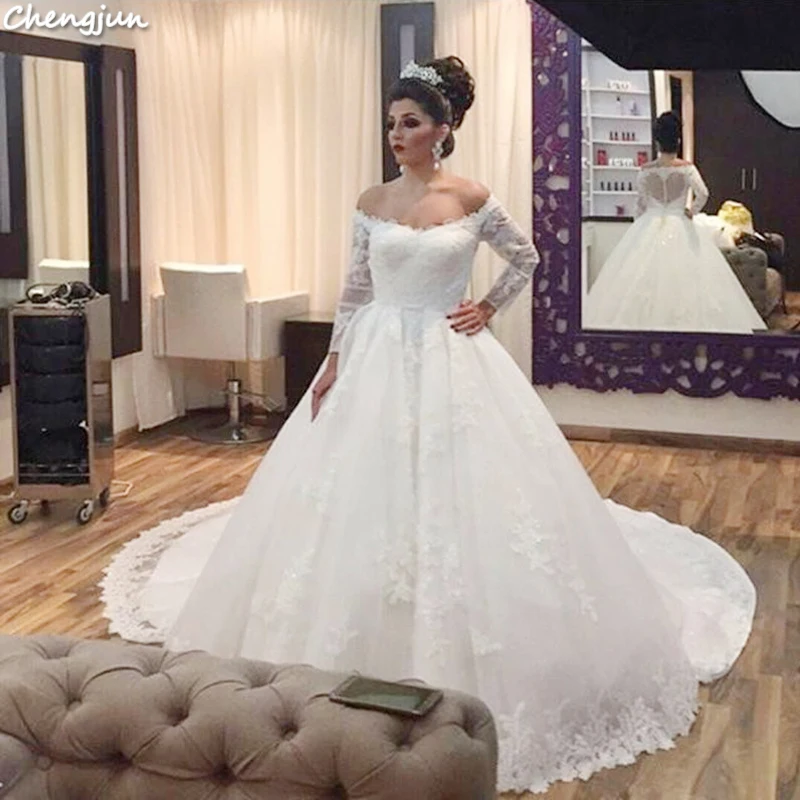 Распродажа 2019 белые свадебные платья Chengjun из Дубая с открытыми плечами Elie