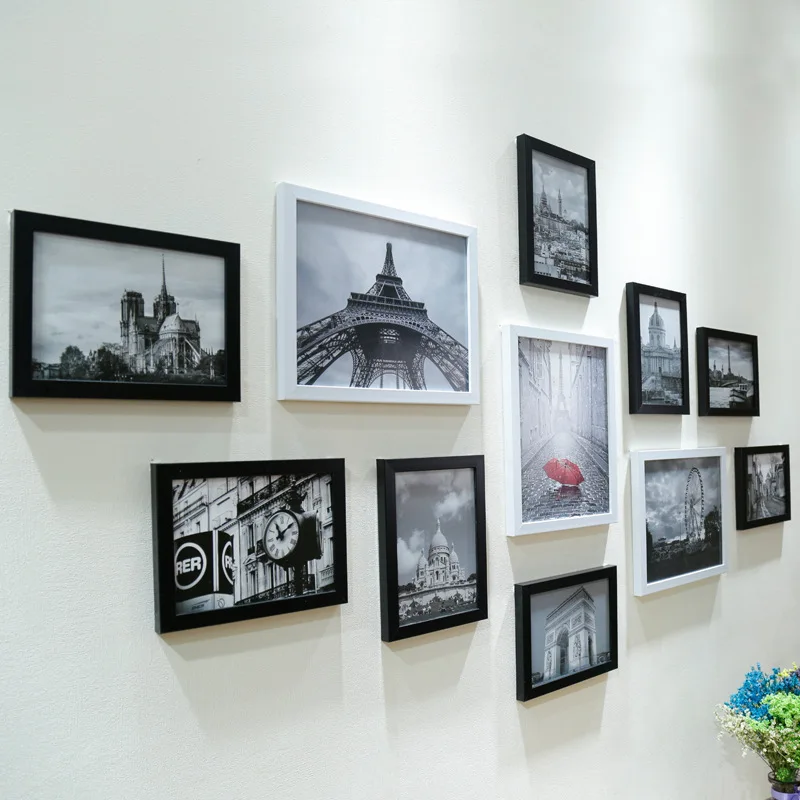 11 шт. настенная черно белая фоторамка с подвеской на стену комплект фоторамкой