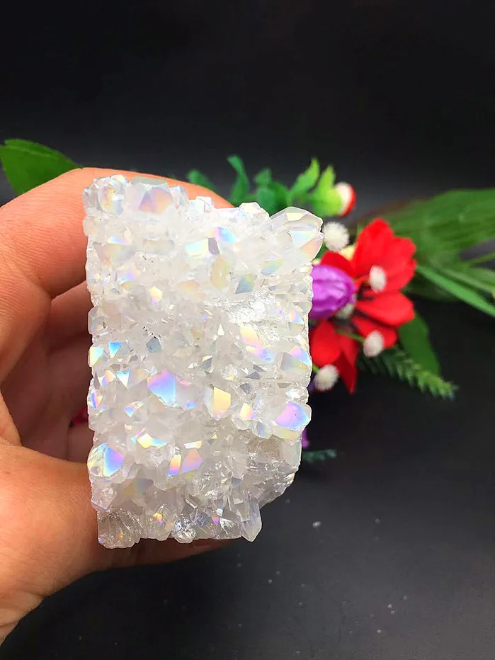 

239 g natural quartz crystal white angel halo skull healing