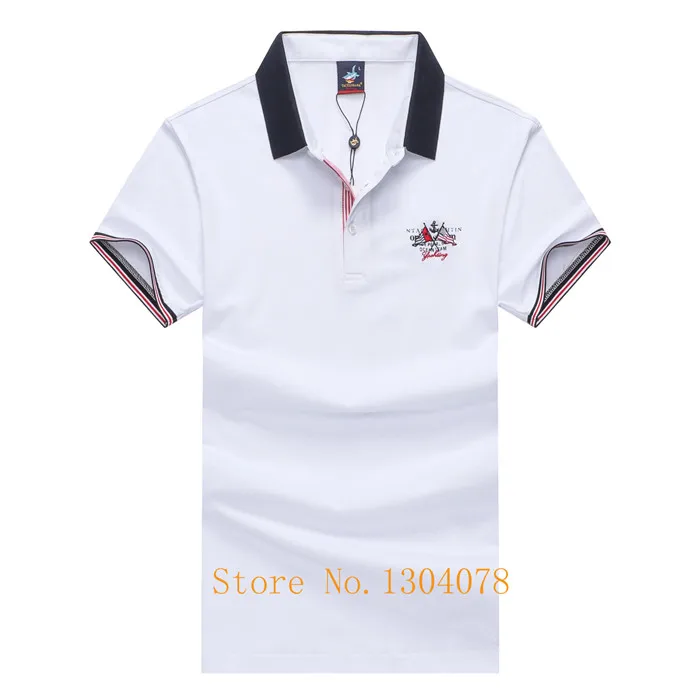 5950-WHITE Новая мода Tace& Shark Поло рубашка для мужчин брендовые летние одноцветные джинсовые платья-комбинезоны хлопок наивысшего качества slim fit Повседневная Мужская рубашка поло HOMBRE логотип shark - Цвет: 5950-WHITE