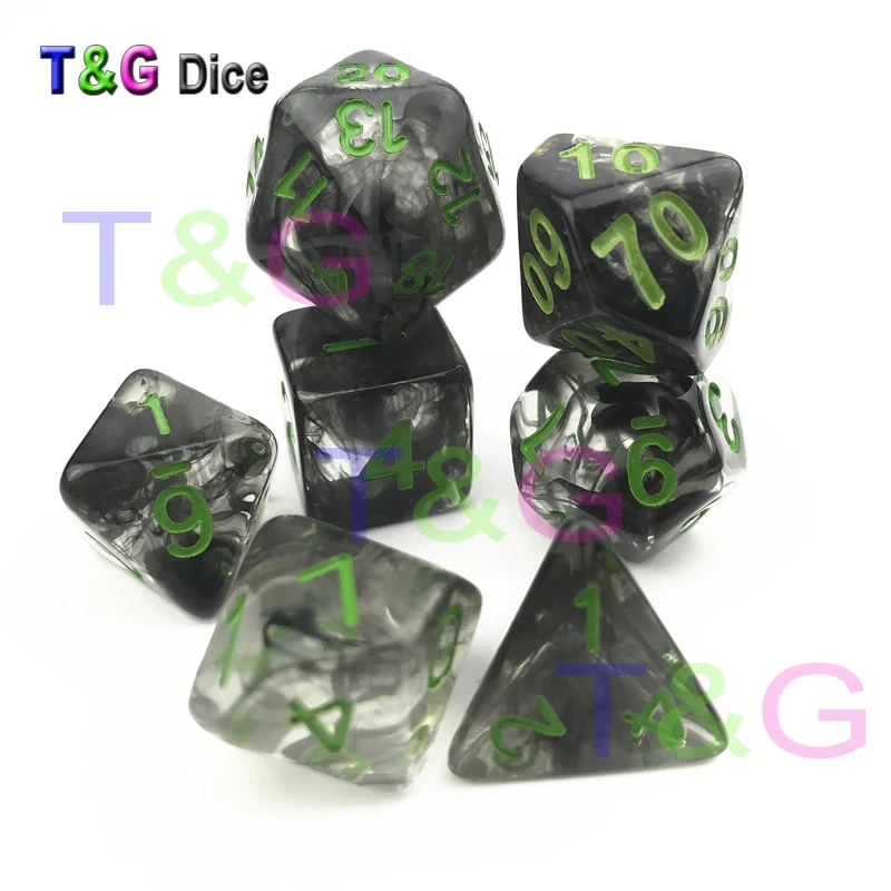 T& G крутые кости набор удивительный эффект туманности DND 7 шт d4-d20 с мешком из органзы как рождественский подарок