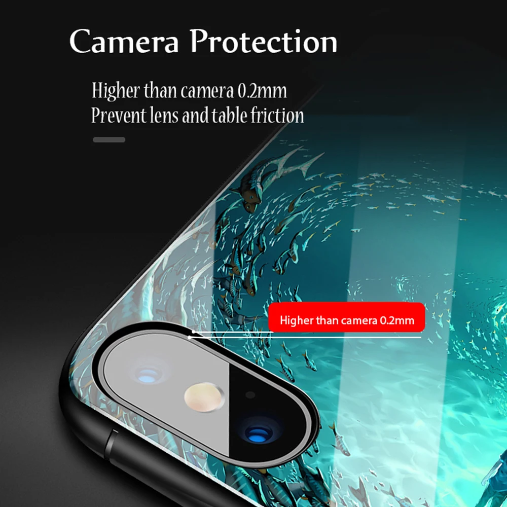 Светящийся чехол для телефона iPhone XR XS Max X 8 7 6S 6 Plus 5 5S SE из закаленного стекла