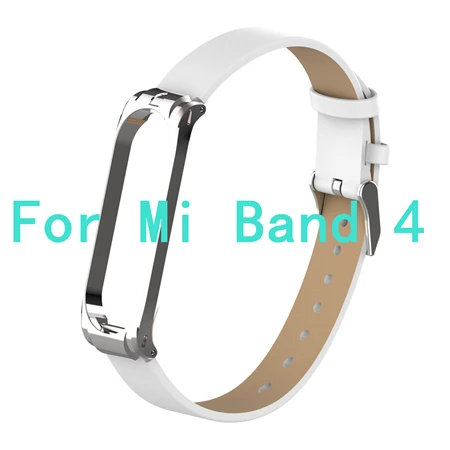 White For Band 4 Кожаный ремешок mi Band 4 для Xiaomi mi Band 4 mi band 4 умный Браслет Анти-потеря спортивный браслет mi Band 3 ремешок умные аксессуары - Цвет: White For Band 4