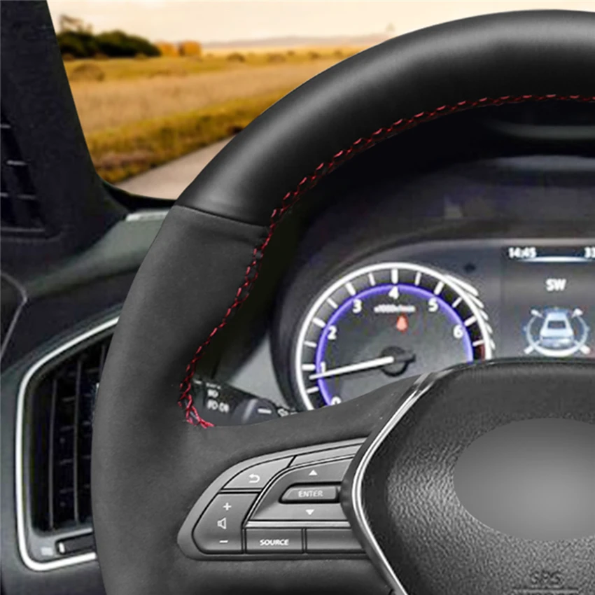 MEWANT черный замшевый чехол рулевого колеса автомобиля для Infiniti Q50 2018 2019 Q60 2016 QX50