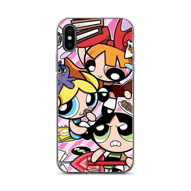Чехол для телефона powerpuff girls Мягкий силиконовый чехол iPhone 6 plus 6s 7 8 X Coque