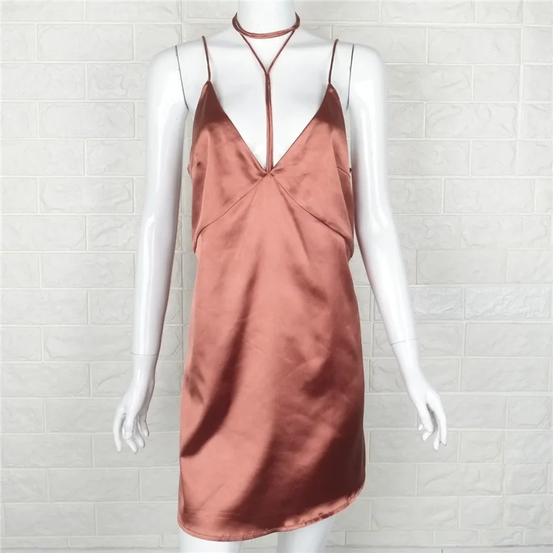 Vancol 2017 летние свободные спинки V шеи Холтер пляжное платье женщины рукавов без