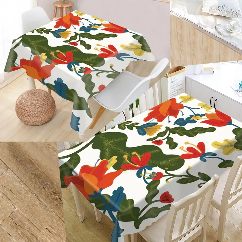 Tropical Flower Custom Table Cloth Oxford Fabric Rectangular Waterproof Oilproof Cover Family Party Tablecloth | Дом и сад
