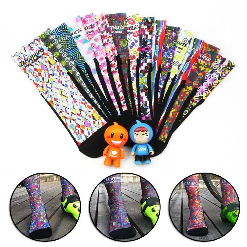 New Arrivals Professional Breathable Printing MTB Bike Bicycle Cotton Socks Outdoor Sports Cycling Parts calcetines ciclismo|Носки для