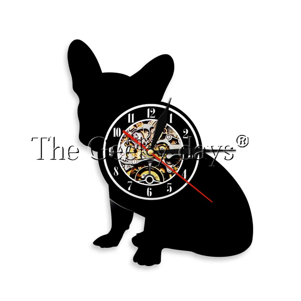 Светодиодный светильник в виде французского бульдога настенные часы с виниловой