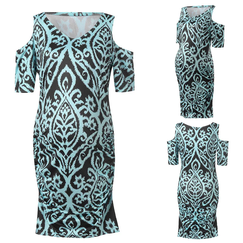 Женское летнее платье с v-образным вырезом и принтом коротким рукавом Одежда