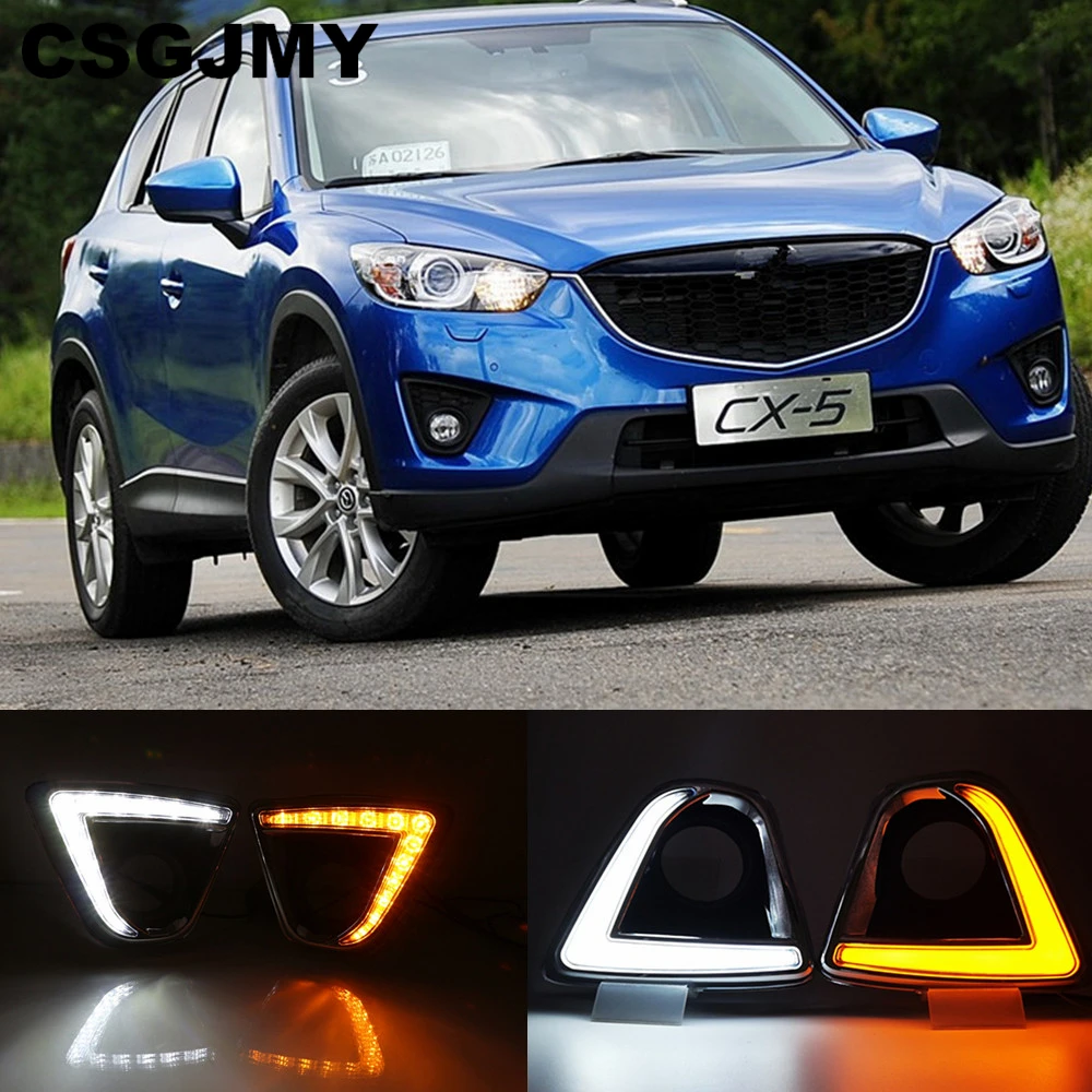 CSGJMY светодиодный автомобиля DRL Габаритные огни туман отверстие лампы с сигнальные лампы для Mazda CX-5 cx5 cx 5 2012 2013