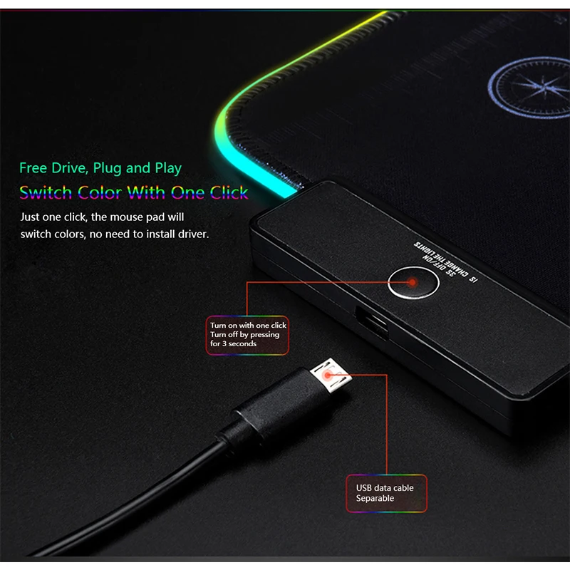 Ajazz AJPADs коврик для мыши RGB мышка с подсветкой 12 световых эффектов