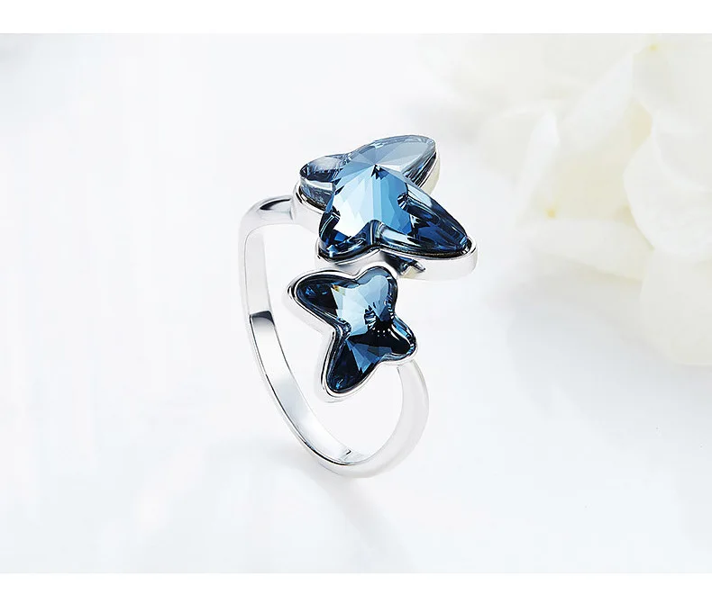 BAFFIN кристаллы от SWAROVSKI синяя бабочка Макси-Кольцо Милая Мода S925 серебряные ювелирные изделия на палец юбилей Joyas для женщин