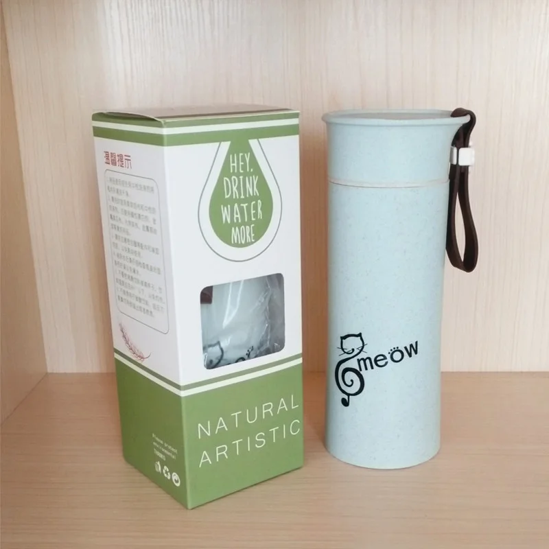 My glass бутылка для воды, пшеничная солома, двойной слой, анти-обжигающая чашка для студентов, портативная чашка для воды, тур, 350 мл, мультяшная бутылка для чая