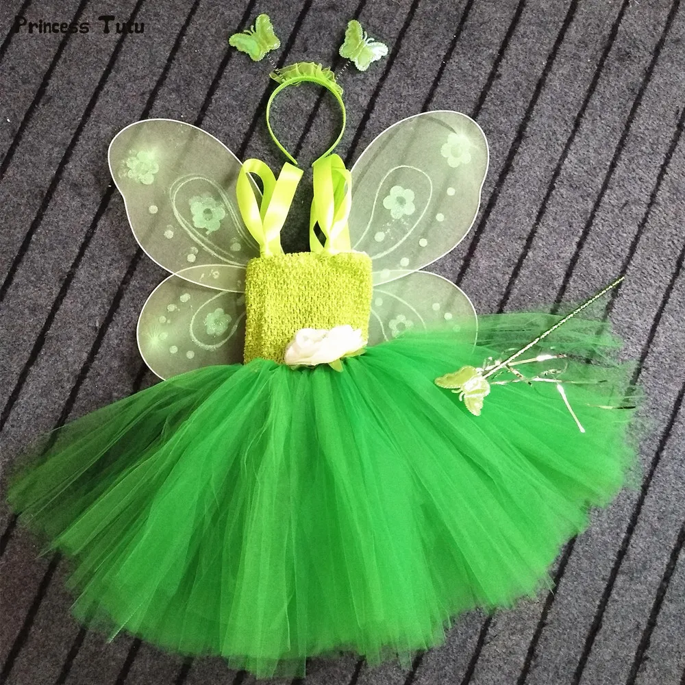 1 Set garden Fairy Princess Girls Tutu Dress with Wing Tulle Baby Girl Birthday Party Kids Halloween Costume | Детская одежда и