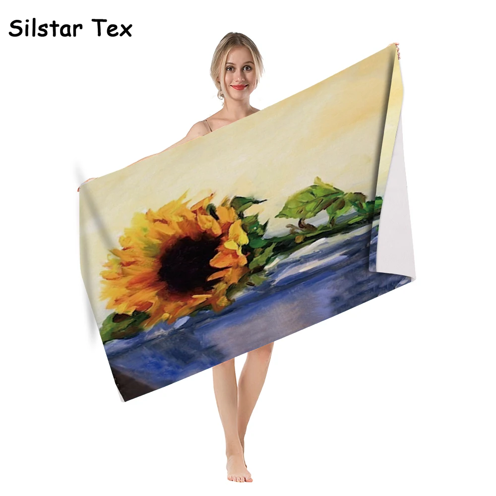 Silstar Tex большое полотенце для душа с подсолнухами впитывающая сушилка мочалка