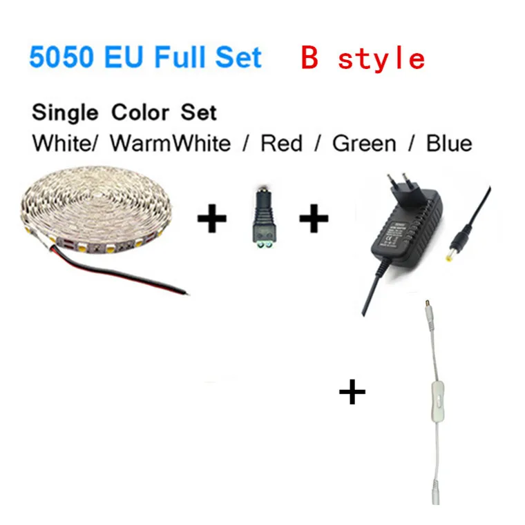 Led strip set B type SMD 5050 60 светодиодный s/m 5 м 10 м RGBW RGBWW RGB Светодиодная лента освещение светодиодный Диодная лента DC 12 В адаптер Набор светодиодных лент - Испускаемый цвет: Led strip set B type