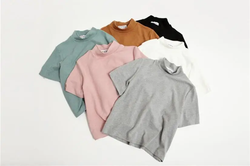 

Spring new wild solid color short-sleeved T-shirt