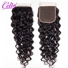 Волосы Celie 5x5 волнистые бразильские кружевные застежки бесплатносредняя часть 150% плотность натуральный черный цвет Remy человеческие волосы