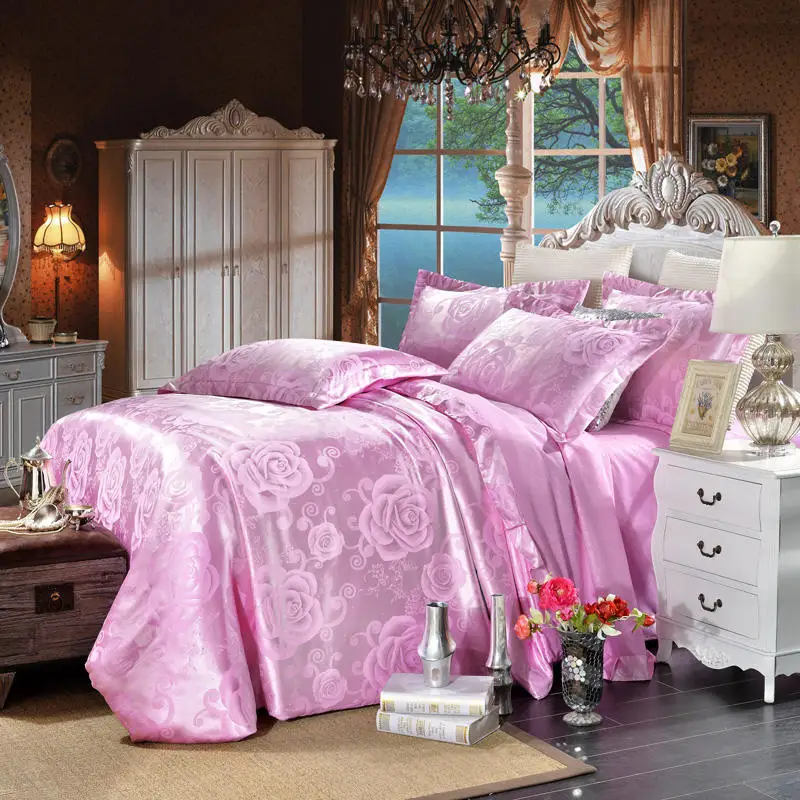 11silk and polyester 4 шт. серый золотой жаккард постельные принадлежности наборы queen king Размеры пододеяльник набор шелк хлопок Ткань Роскошные постельное белье - Цвет: 11silk and polyester