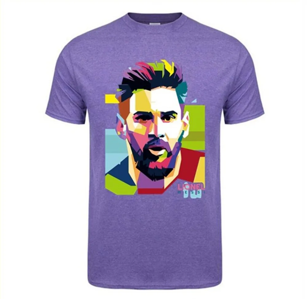 Мужские футболки с коротким рукавом MESSI из 100% хлопка для фанатов джерси в