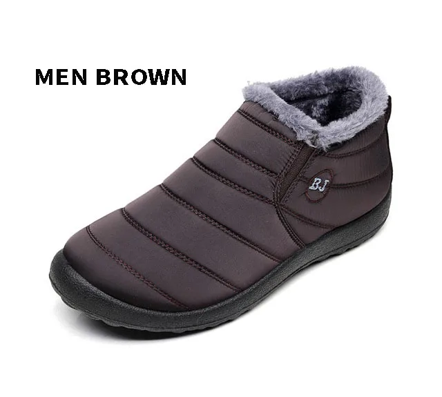 men brown boots Merkmak/Новинка года; Зимняя мужская обувь; модные теплые зимние ботинки; нескользящие водонепроницаемые ботильоны; однотонные ботинки для пар; большие размеры - Цвет: men brown boots