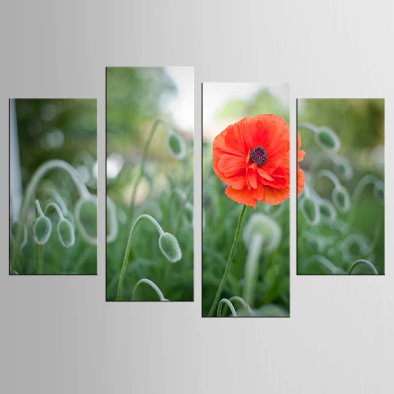 4 шт./компл. красный цветок рисунок большой холст печать стены Искусство