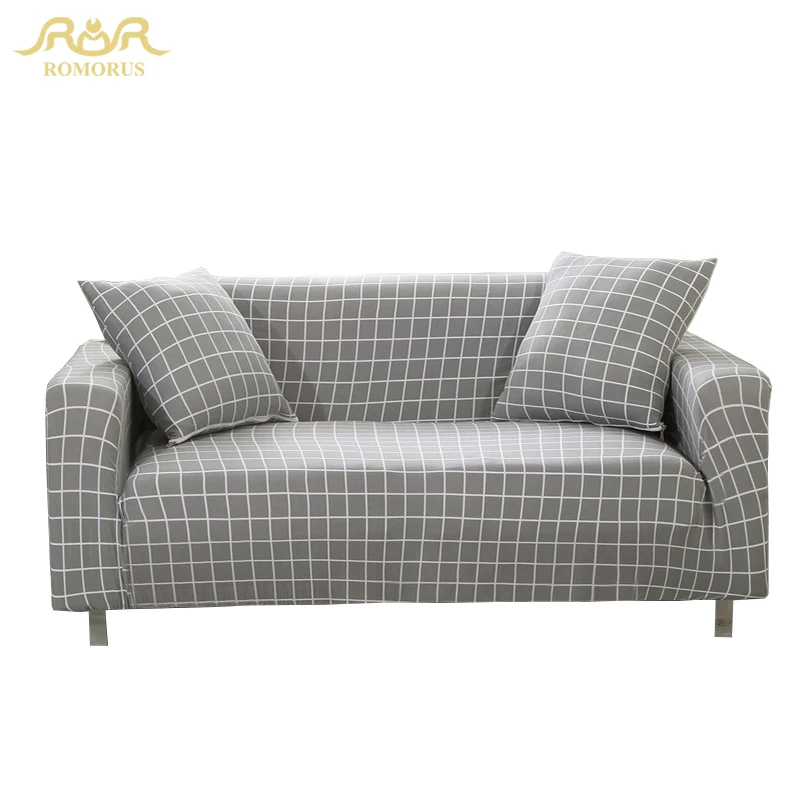 ROMORUS Современный серый плед-чехол для дивана эластичный все включено чехлы 1/2/3