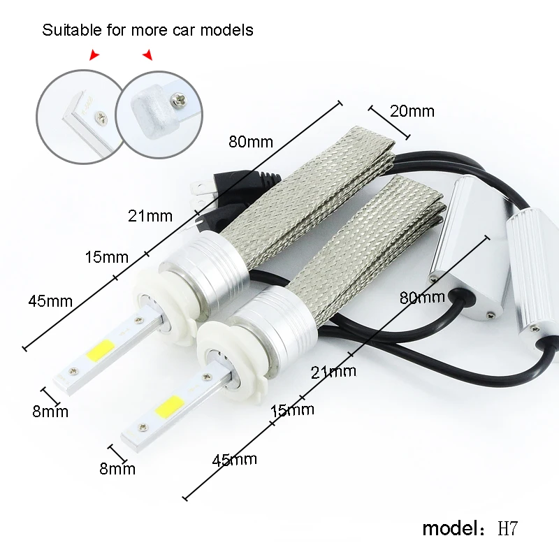 2 шт. автомобильные светодиодные лампы для фар 96 вт 12 в|lamp 12v|led h7 headlightsled |