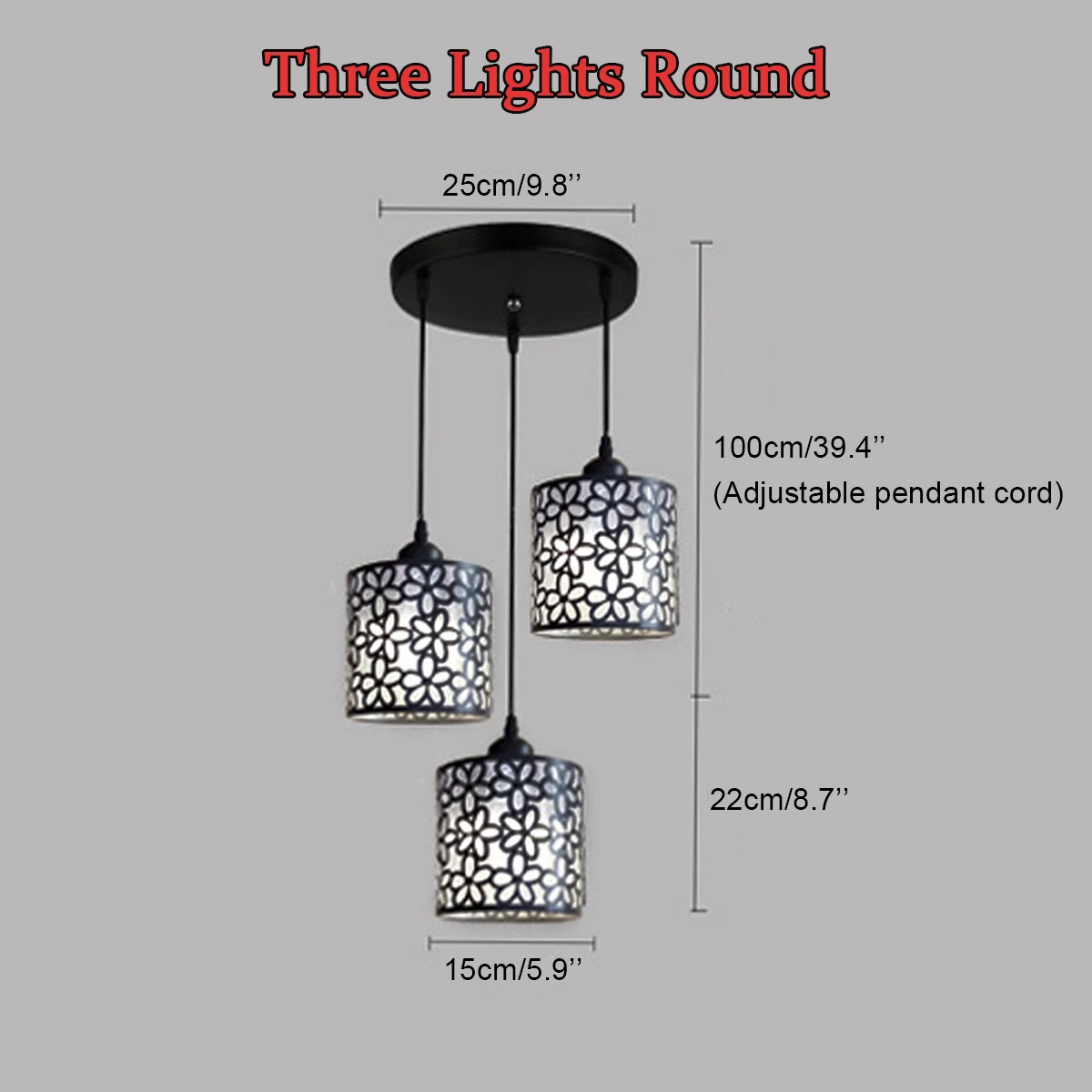 Black 3 Light Round Современные подвесные светильники в скандинавском стиле, железная открытая люстра, Подвесная лампа, украшение для дома, для столовой, спальни, магазина, бара - Цвет корпуса: Black 3 Light Round