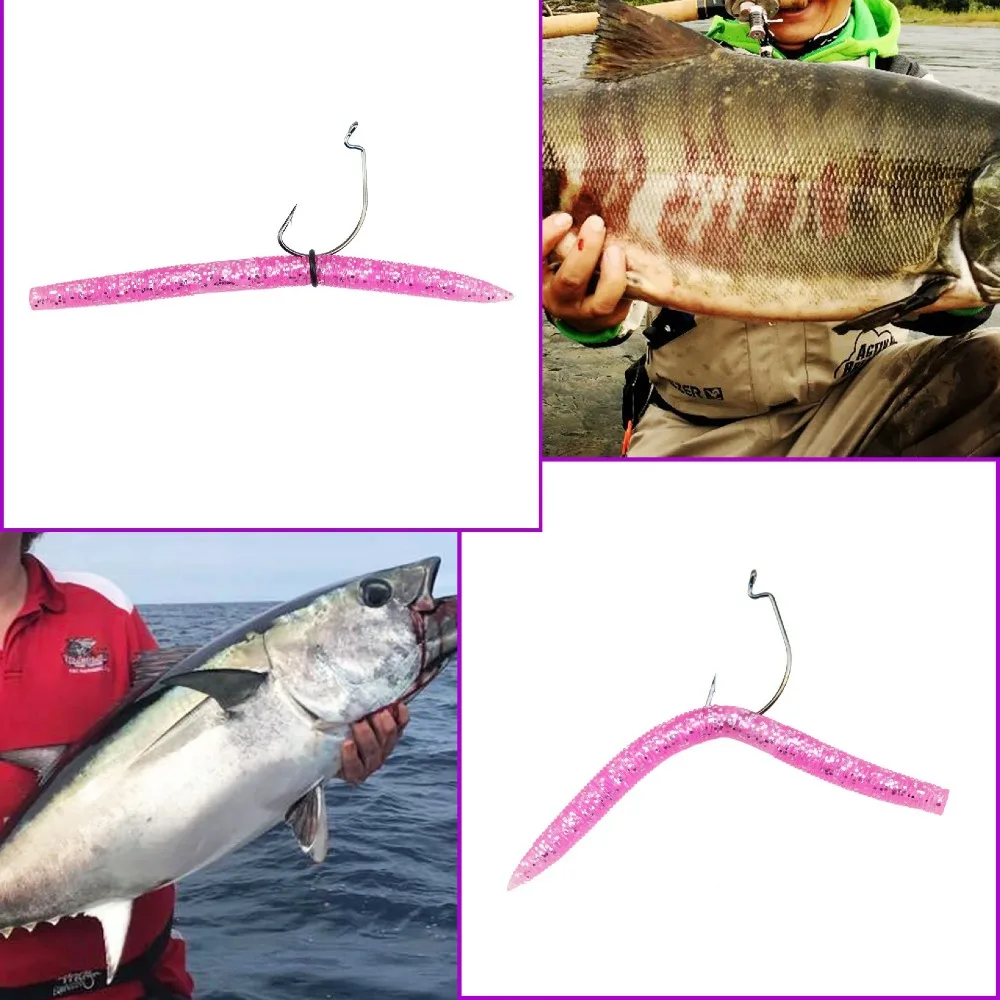 

RUNATURE Wacky Worm Kits Fishing Lures Wacky Rig Tool Wacky Hooks 5.5" Senko Soft Baits 3 Colors
