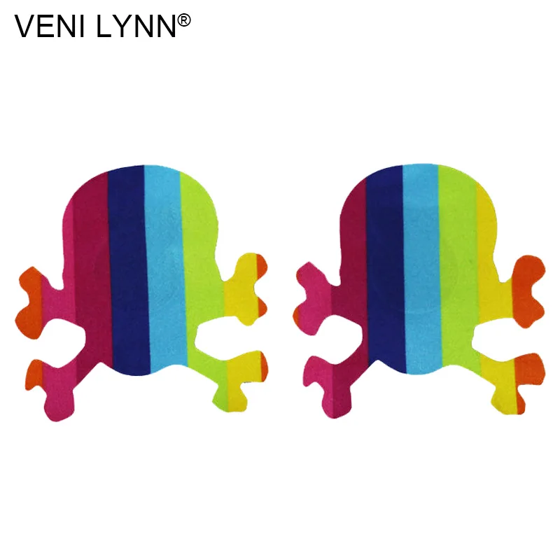 VENI LYNN 4 Pairs Skull Pasties Head Crossbone Shape Disposable Nipple Stickers Breast Petals Boob for Women Bust | Женская одежда