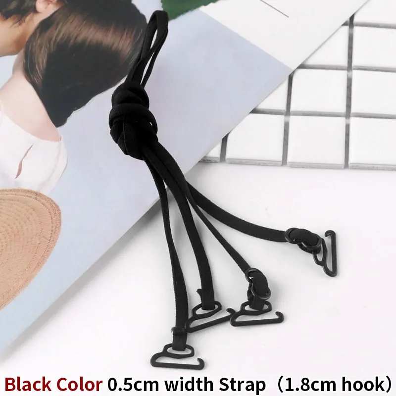 0.5cm Black Color 0,5 см нижнее белье плечевой ремень Для женщин 1 см тонкий прозрачный бюстгальтер ремешок для девочек широкие крючки - Цвет: 0.5cm Black Color