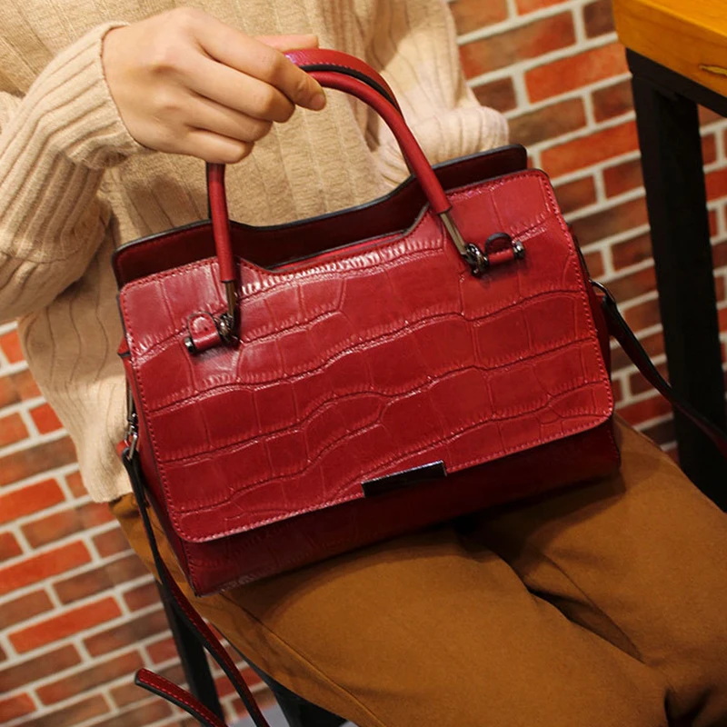 Новинка женские сумки с ручками сверху сумка тоут натуральная кожа Модный узор