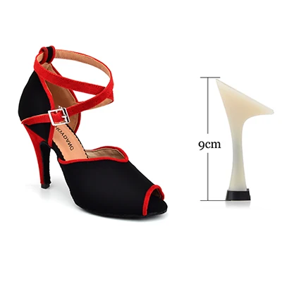 Black 9cm SHOYDANC Для женщин Туфли для латинских танцев; цвет черный, бежевый; вельветовые бальные туфли-сандалии для танцев сальса танго вечерние танцевальные туфли, каблук 6-10 см - Цвет: Black 9cm