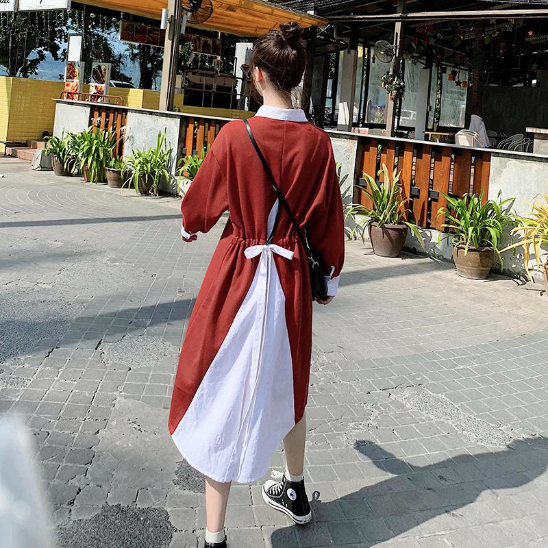 Женское платье-двойка LANMREM весеннее Повседневное платье с отложным воротником и