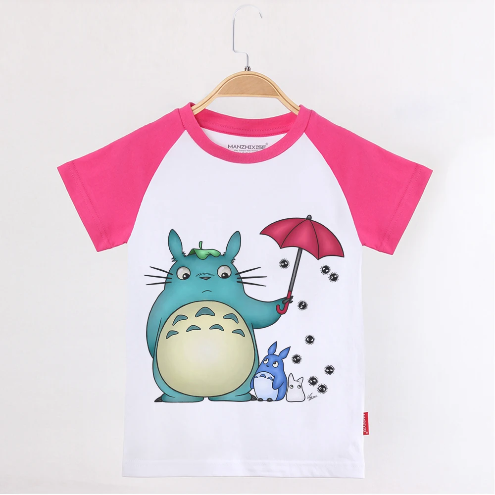 Летняя футболка для девочек топы Totoro детская одежда хлопковая с коротким рукавом