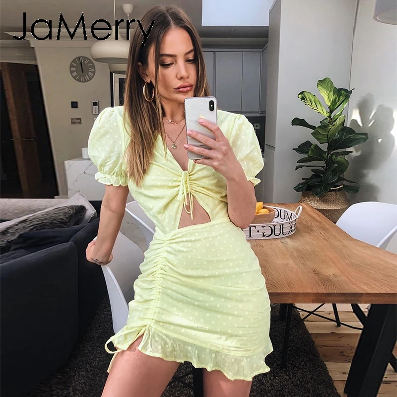 JaMerry винтажное милое платье женское летнее открытое кружевное короткое