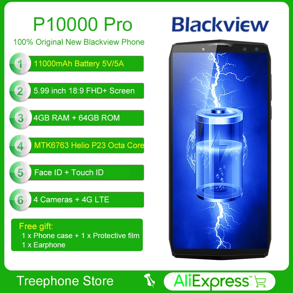 11000 мАч Blackview P10000 Pro восьмиядерный смартфон 4G 5 99 &quotFHD + B 6 мобильный телефон 4 камеры