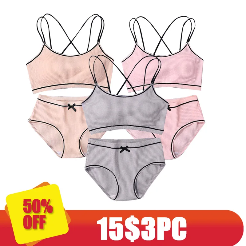 Image color Комплект из 3 предметов, женское нижнее белье, серое хлопковое нижнее белье, комплект из бюстгальтера и трусиков высшего качества, бюстгальтер пуш-ап, бюстгальтер, женское нижнее белье - Цвет: Image color