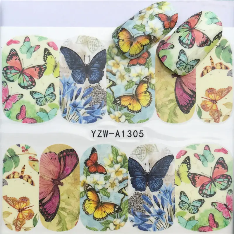 YZW-A1305 YWK дизайн 1 лист черный цвет галстук-бабочка слайдеры наклейка Сделай Сам декоративная наклейка стикер аксессуары для ногтей советы - Цвет: YZW-A1305