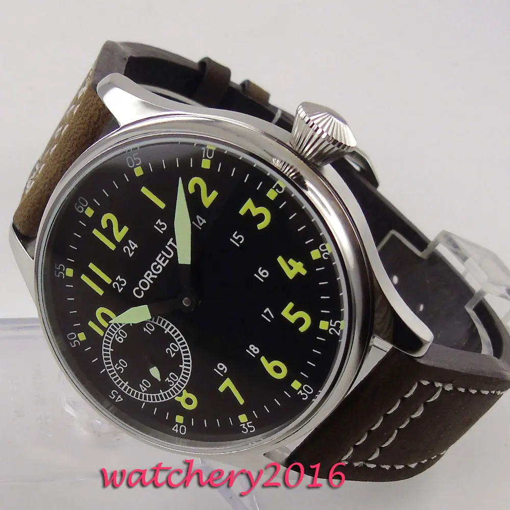 Светящиеся часы из нержавеющей стали с черным циферблатом 44 мм и 17