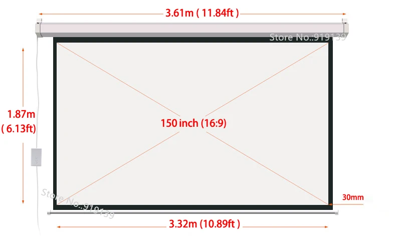 HD Electric Projection Screen 150 Inch with Remote Control 16:9 Motorized Wall Mount Projector Screens for 3D Cinema Office image 2