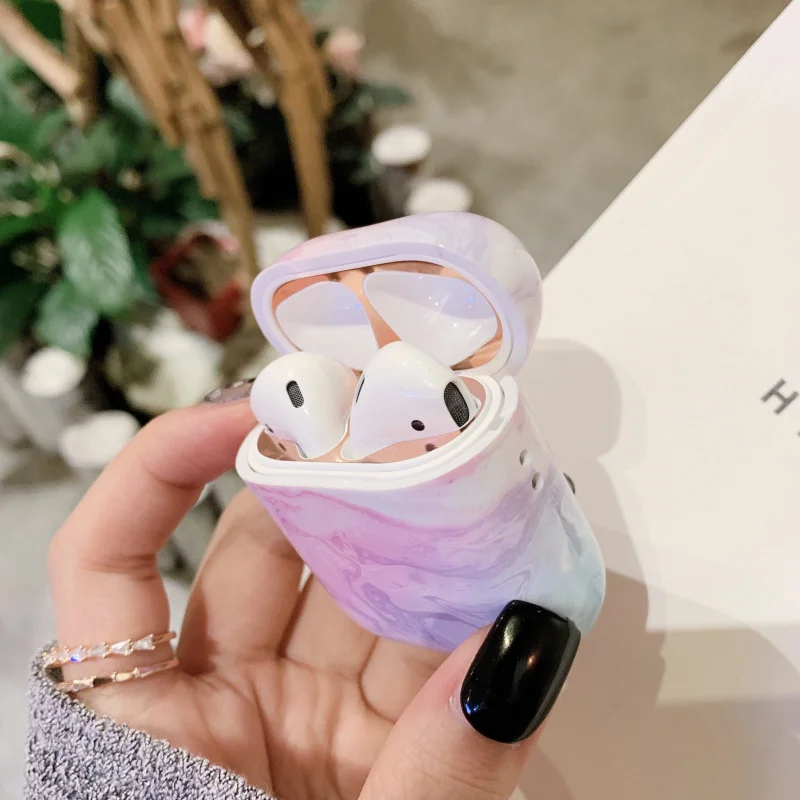 Новые Агатовые мраморные Жесткий Чехол для Apple Airpods 1/2 чехол защитный чехол Bluetooth беспроводной чехол для наушников чехол для зарядки сумки