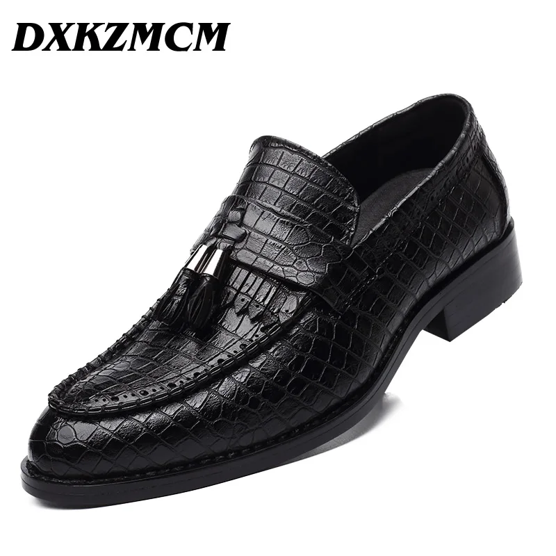 DXKZMCM/кожаная обувь; Мужские модельные туфли; мужские туфли-оксфорды с острым носком; Роскошные деловые мужские туфли без застежки