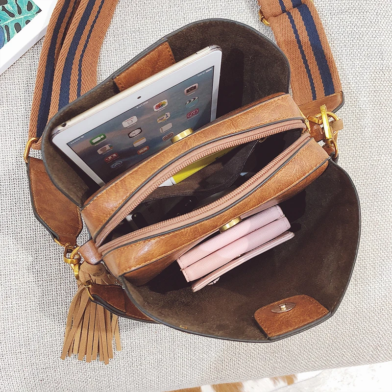 Женская сумка мессенджер винтажная с широким ремешком 2019|messenger crossbody bag|crossbody bagtassel